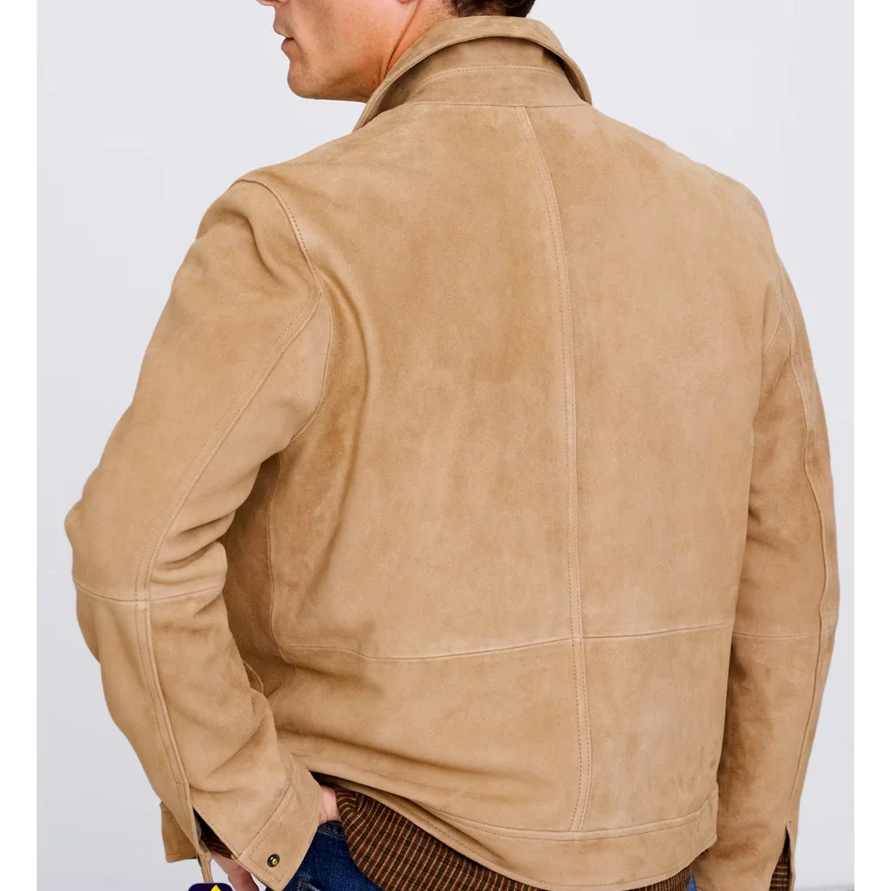 NEW BANANA REPUBLIC $550 LIGHT TAN SUEDE LEATHER TRUCKER JACKET SZ S